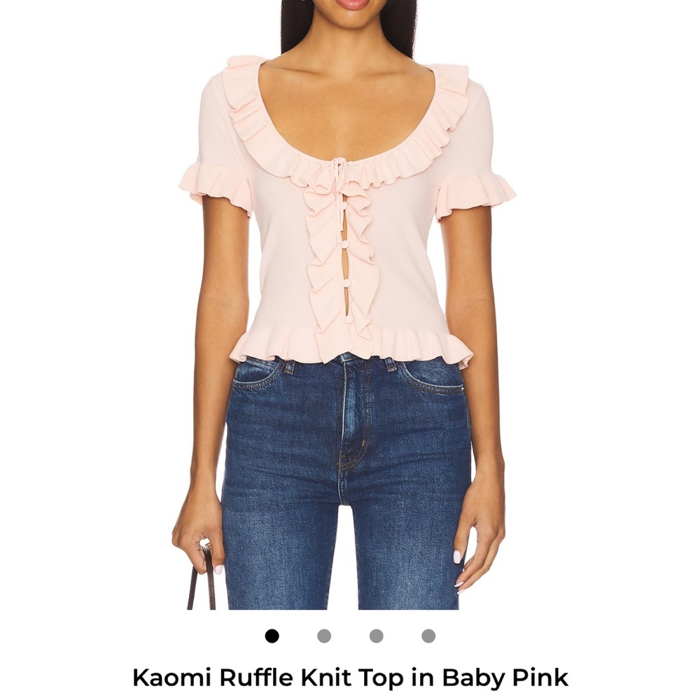 REVOLVE Kaomi Ruffle Knit Top in Baby Pink